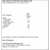 Atún claro en aceite de oliva bajo en sal CALVO, pack 4x65 g
