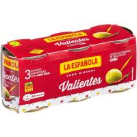 Aceitunas rellenas de chili valientes LA ESPAÑOLA, pack 3x50 g