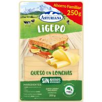 Queso ligero CENTRAL LECHERA ASTURIANA, lonchas, bandeja 250 g