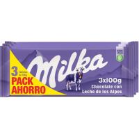 Chocolate con leche MILKA, pack 3x100 g