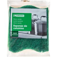 Estropajo verde con esponja vegetal EROSKI, pack 2 uds