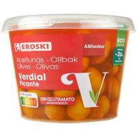 Aceitunas picantes EROSKI, cubeta 300 g