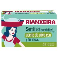 Sardinilla en a. de oliva eco y flor de sal RIANXEIRA, lata 90 g