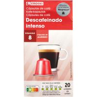 Café descafeinado compatible Nespresso EROSKI, caja 20 uds