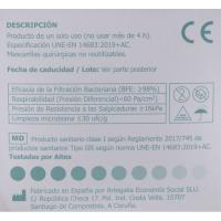 Mascarilla quirúrgica azul tipo IIR ALENTAE, pack 10 uds Mascarilla Quirúrgica Tipo IIR 10UD.Testado por AITEX. Ensayo 2021TM2301 BFE (%) 99,92 Resp: 50,4 Pa/cm2.Ensayos EN 14683:2019+AC. Producto sanitario clase I según reglamento 2017/745. Comp. 3 capas: 1y3 no tejido,2 fund soplado. Fabricante: Artegalia Econ. Social S.L.U. B70105788 C/Parroquia de Cortiñán Parc. I-9 P.I. Bergondo 15165 Bergondo ¿ A Coruña info@alentae.com