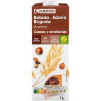 Bebida de avena, choco y avellana c/ calcio EROSKI, brik 1 litro