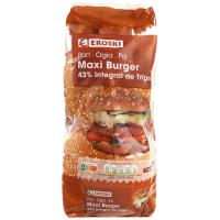 Maxi pan burguer 43% integral EROSKI, 4 uds, paquete 330 g