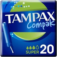 Tampón super TAMPAX COMPAK, caja 20 uds