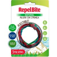 Pulsera antimosquitos natural ajustable REPEL BITE, pack 3 uds