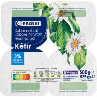 Kéfir sabor natural EROSKI, pack 4x125 g