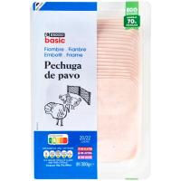 Fiambre de pechuga de pavo  EROSKI BASIC, bandeja 300 g