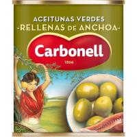 Aceituna rellena de anchoa CARBONELL, pack 3x150 g