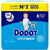 Pañal Bebé seco Jumbo 13-18 kg Talla 6 DODOT, paquete 60 uds