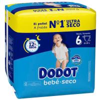 Pañal Bebé seco Jumbo 13-18 kg Talla 6 DODOT, paquete 60 uds