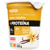 Pudding +proteína sabor vainilla EROSKI, tarrina 200 g