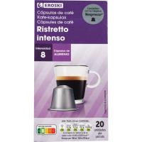 Café Ristreto intenso compatible Nespresso EROSKI, caja 20 uds