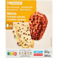 Mini bombón choco-cookie-vainilla-macademia EROSKI, caja 300 ml