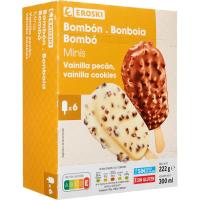 Mini bombón choco-cookie-vainilla-macademia EROSKI, caja 300 ml