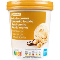 Helado de vainilla y macadamia EROSKI, tarrina 500 ml