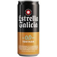 Cerveza 0,0 tostada ESTRELLA GALICIA, lata 33 cl