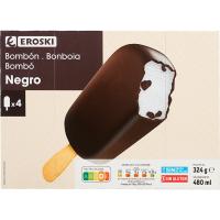 Helado bombón negro grande EROSKI, pack 4x120 ml