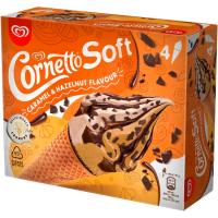 Helado soft caramel y avellana CORNETTO, pack 4x140 ml