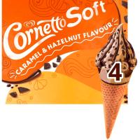 Helado soft caramel y avellana CORNETTO, pack 4x140 ml