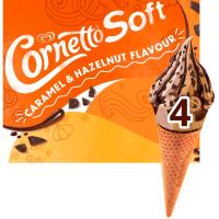 Helado soft caramel y avellana CORNETTO, pack 4x140 ml