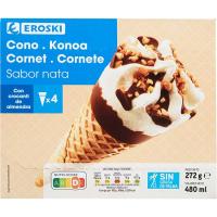 Cono grande de nata EROSKI, pack 4x120 ml