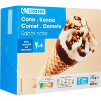 Cono grande de nata EROSKI, pack 4x120 ml