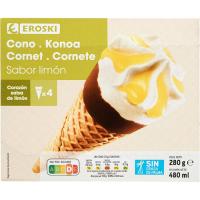 Cono grande de limón EROSKI, pack 4x120 ml