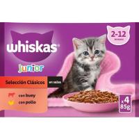 Salsa clasic junior para gato WHISKAS, pack 4x85 g