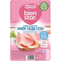 Jamón bajo en grasa y reducido en sal ELPOZO, bandeja 115 g