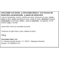 Chocolate duo almendras caramelo VALOR, tableta 170 g