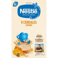 Papilla 8 cereales con miel NESTLE, caja 475 u