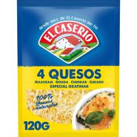 Queso rallado 4 quesos EL CASERIO, bolsa 120 g
