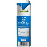 Leche semidesnatada ecológica CAMPOBIO, brik 1 litro