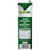 Leche desnatada ecológica CAMPOBIO, brik 1 litro