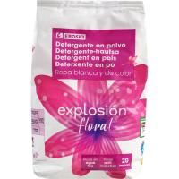Detergente en polvo floral EROSKI, bolsa 20 dosis
