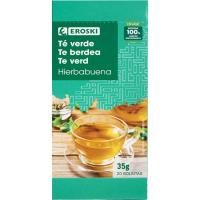 Té verde con hierbabuena EROSKI, caja 20 uds