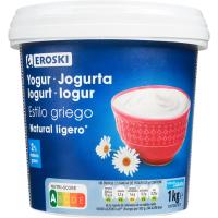 Yogur griego light 2% EROSKI, tarrina 1 kg