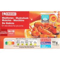 Mejillón picante de Galicia EROSKI, lata 111 g