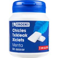 Chicle de menta sin azúcar EROSKI, bote 100 g