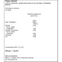 Yogur natural eco LOS CASERINOS, tarrina 350 g