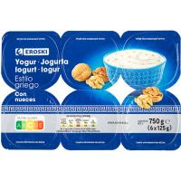 Yogur griego con nueces EROSKI, pack 6x125 g