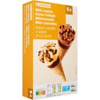 Miniconos de vainilla y chocolate EROSKI, 8 uds, caja 236 g