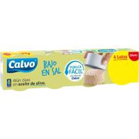 Atún claro en aceite de oliva bajo en sal CALVO, pack 4x65 g