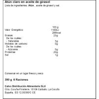 Atún claro en aceite de girasol CALVO, pack 6x65 g