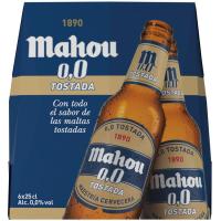 Cerveza tostada 0,0 MAHOU, pack botellín 6x25 cl