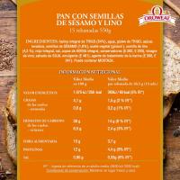 Pan de molde sésamo y lino OROWEAT, paquete 550 g